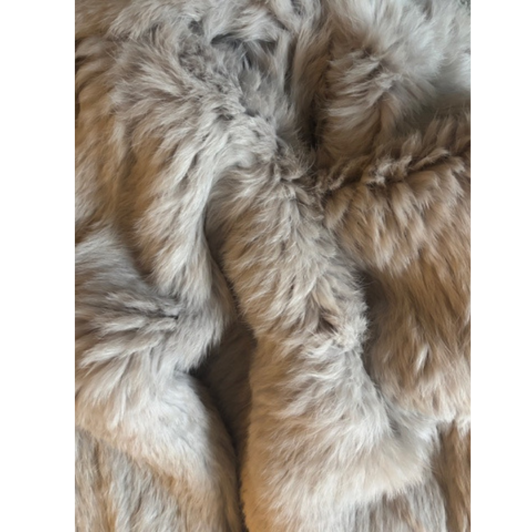 JANE beige real rabbit fur texture close-up — soft plush pile highest quality grade fur — Matea Designs