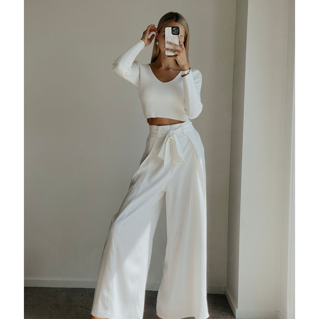 White Wide Legged Pants – Jasminum