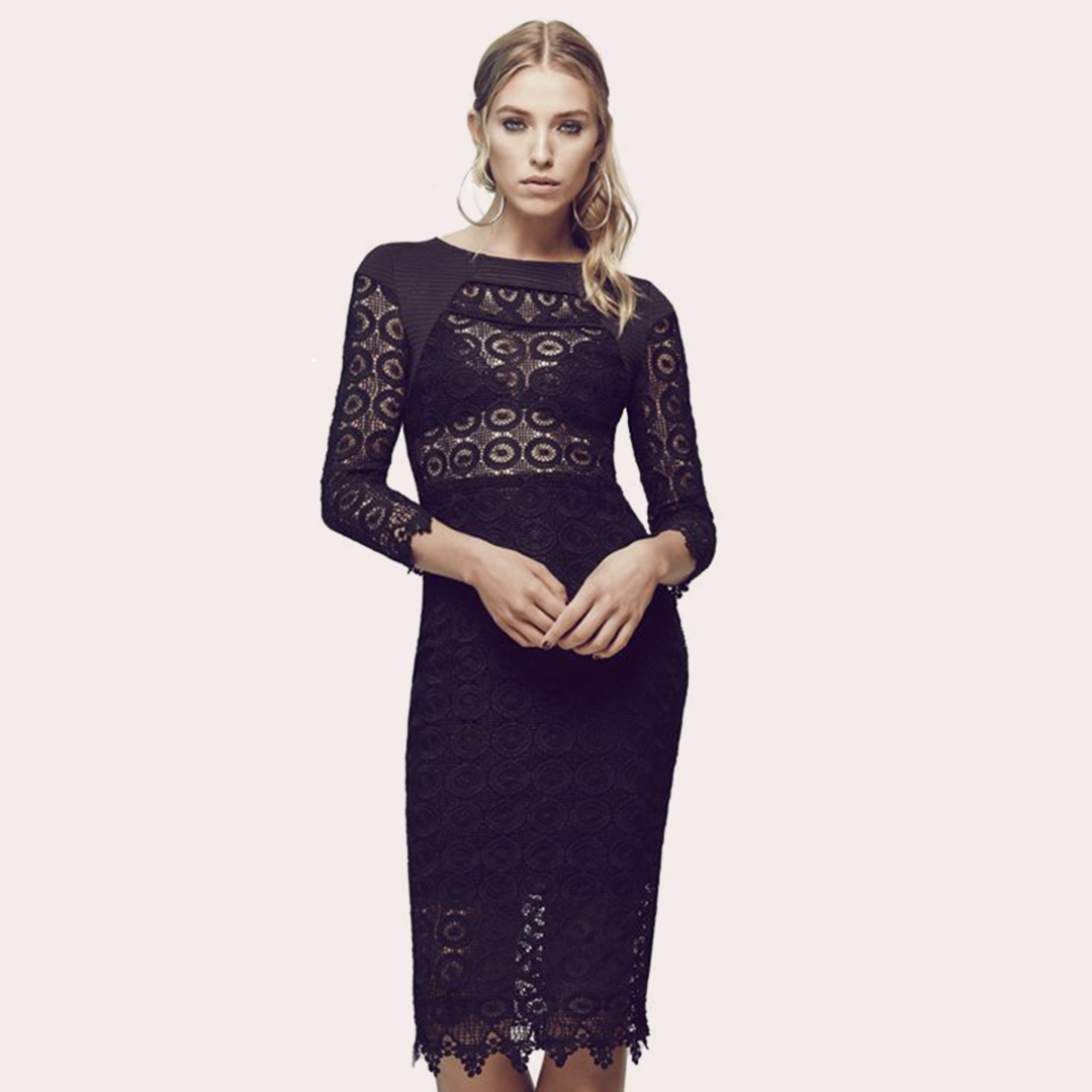 Black lace clearance bodycon midi dress