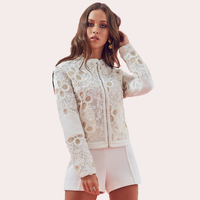 Fashion model wearing womens white lace jacket online
